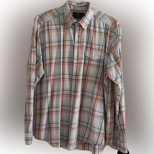 Vineyard Vines Men's Plaid Slim Fit Crosby Shirt - Peach and Blue Sz XL
